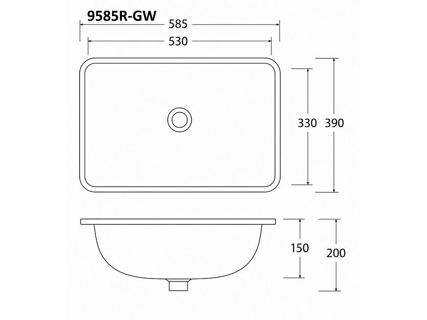 CUBI 9585R-GW Under Mount Wash Basin view 2