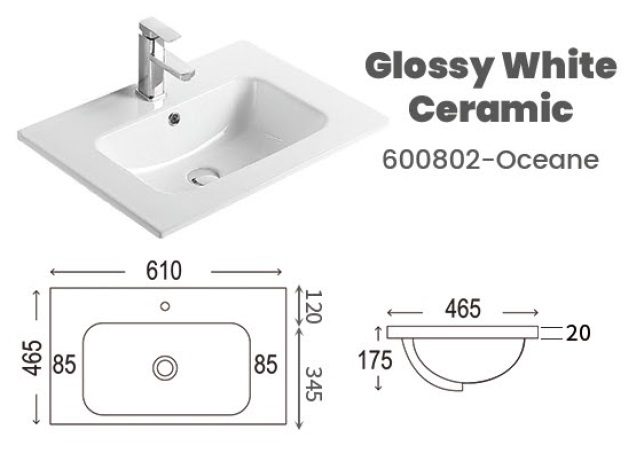 CUBI 600mm PVC Bathroom Drawer Cabinet COVE 6046102 view 10
