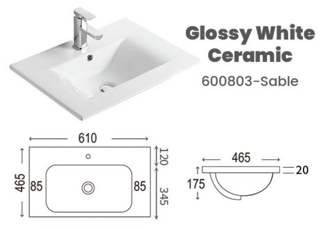CUBI 600mm PVC Bathroom Drawer Cabinet COVE 6046102 view 11