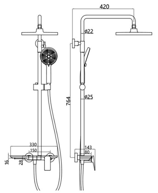 AALTO Rain Shower Set 600A view 3