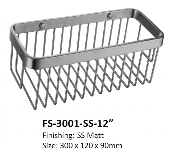 NOBEL Stainless Steel Shampoo Basket In Silver Matt Finished view 2