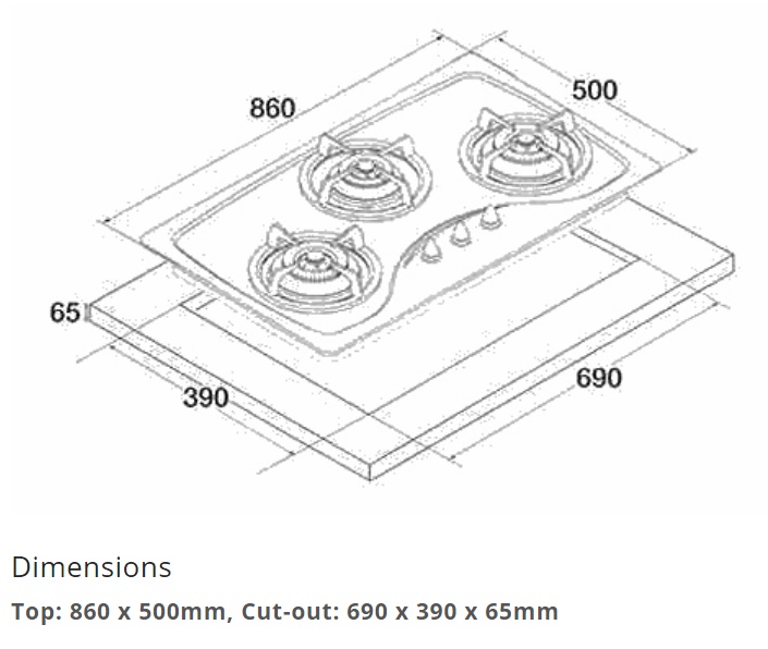 TECNO Cooker Hob T333TG SV view 4