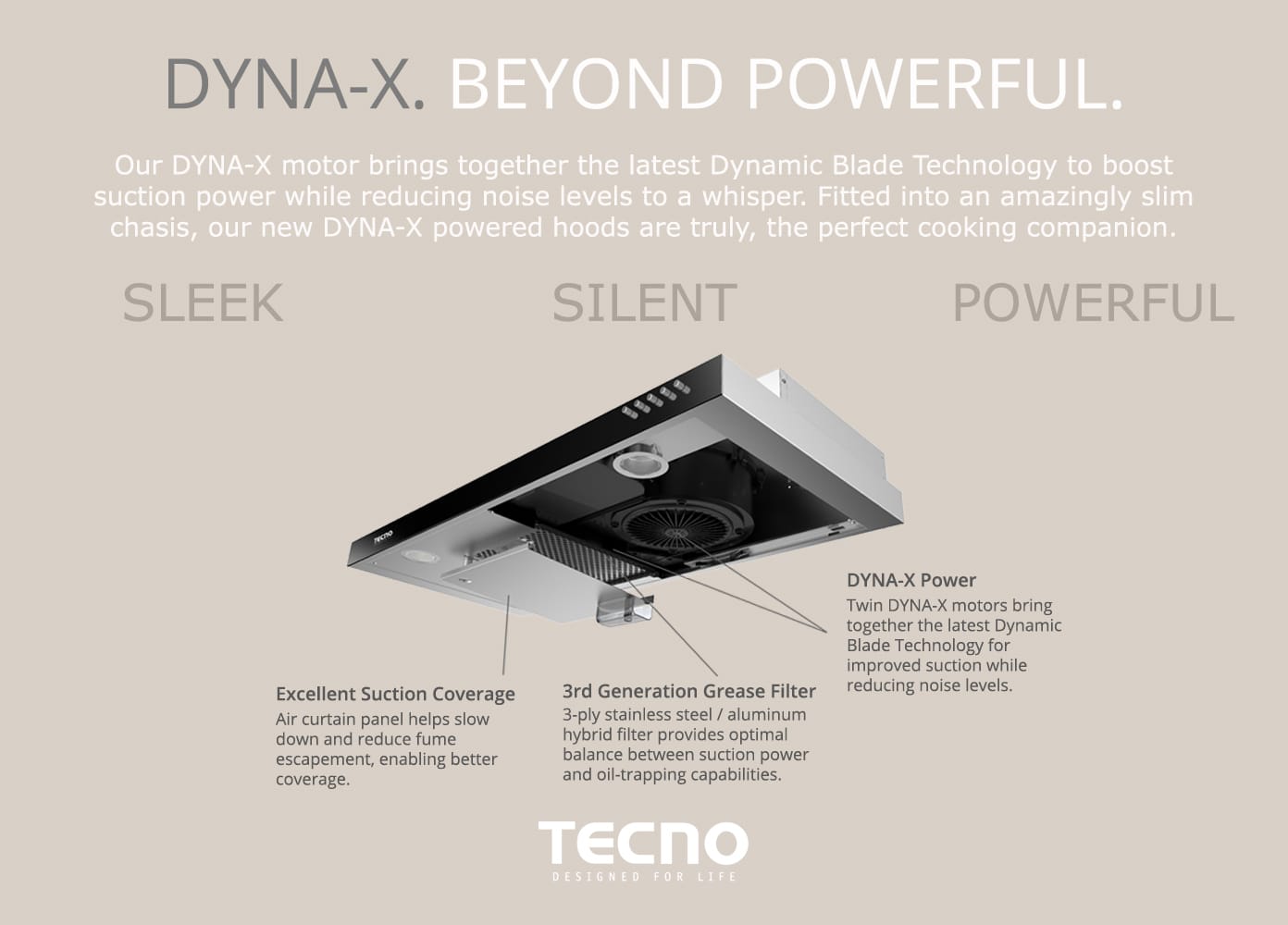 TECNO DYNA-X TCH-929DP BK Built-In Black Color Cooker Hood view 2