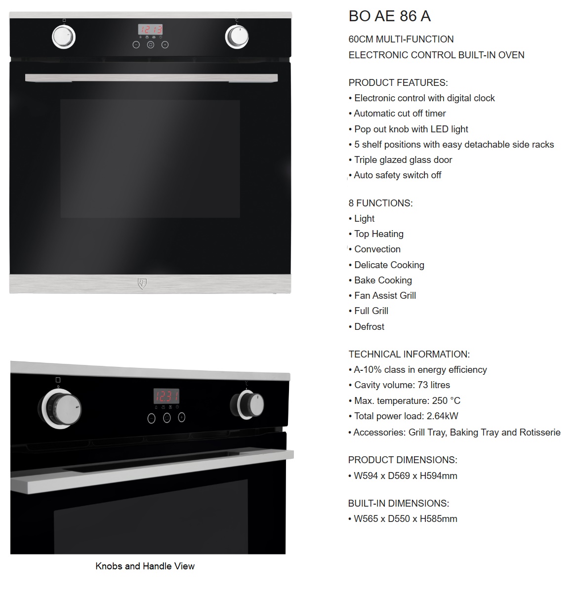 EF  Built-In Oven BO AE 86-A