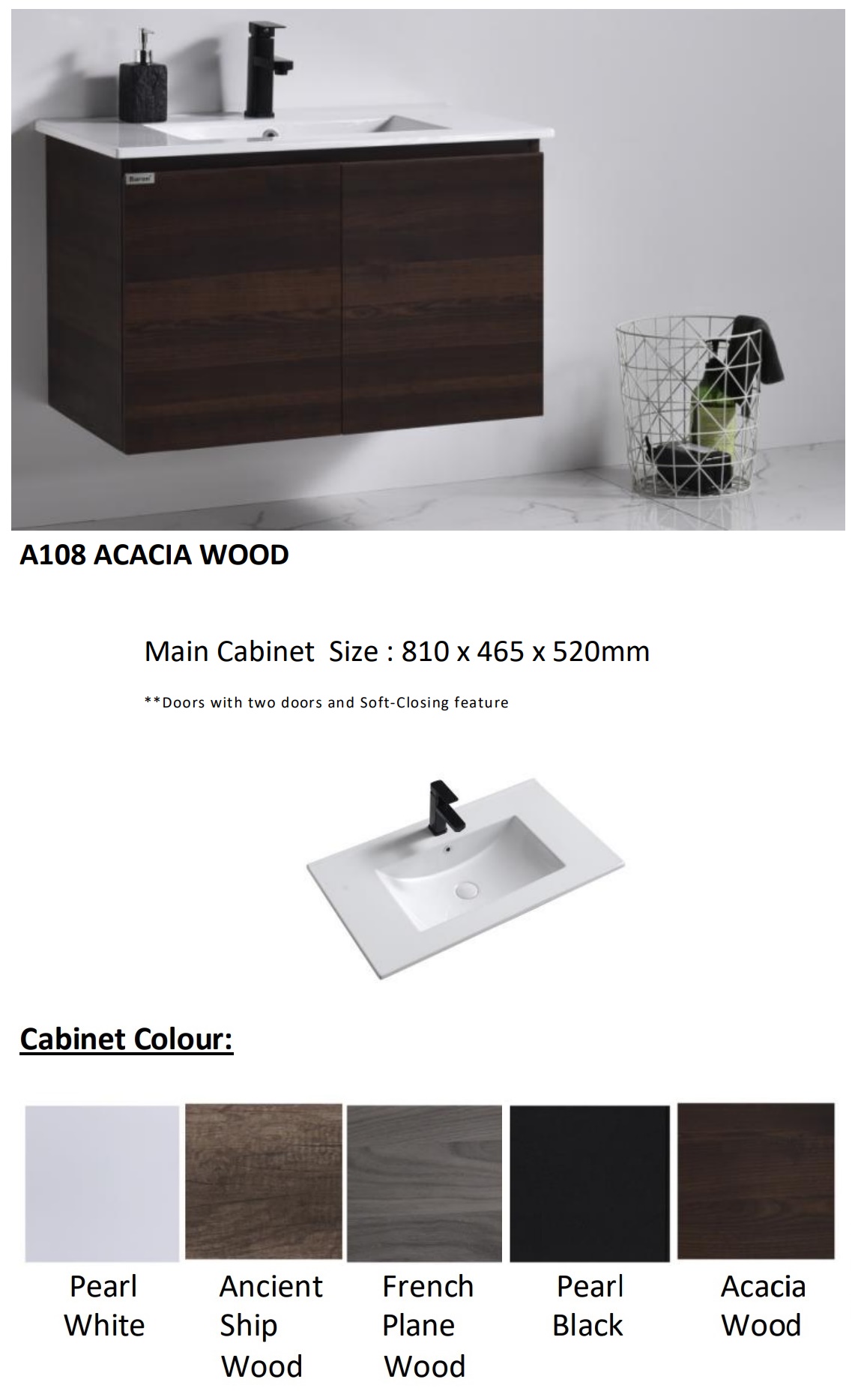 BARON A108 Stainless Steel Basin Cabinet Set