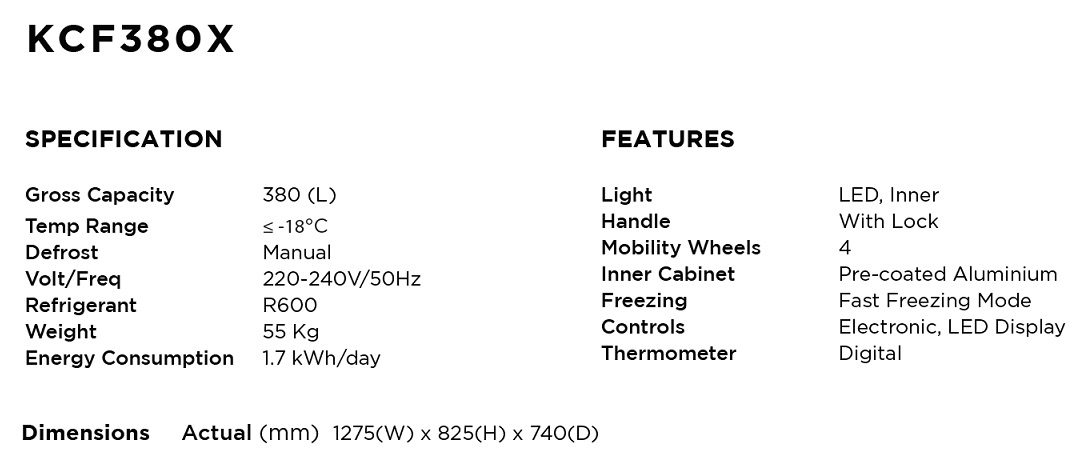 KADEKA Chest Freezer KCF-380X - 380 Litres view 2