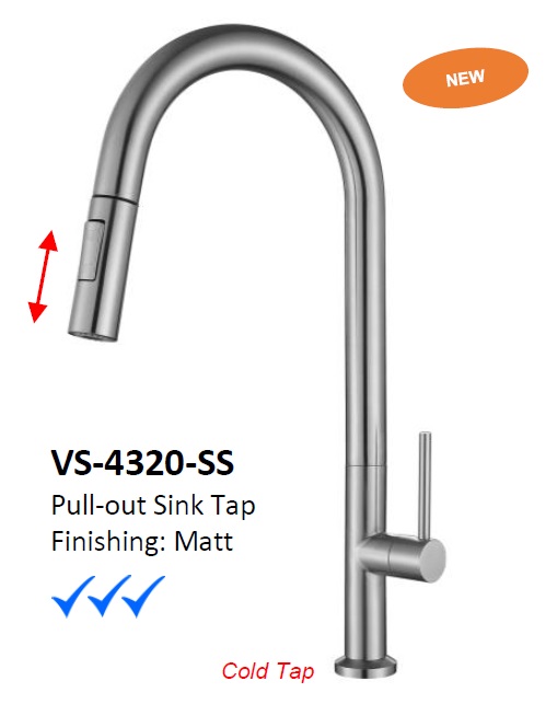 NOBEL Pull-Out Kitchen Sink Cold Water Tap - VS-4320-SS