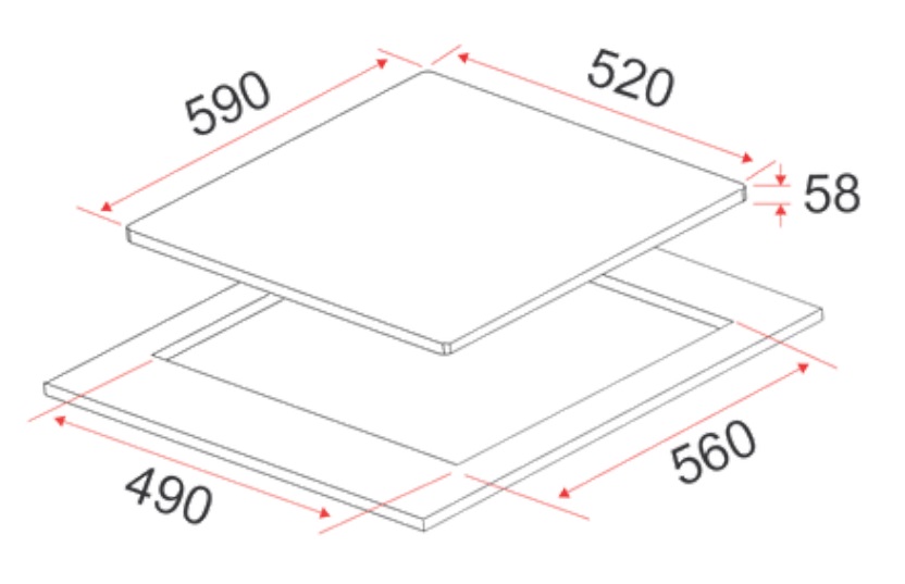 EF  Induction Hob HB BI 584 FA view 2