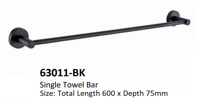 NOBEL Single Towel Bar 63011-BK Matt Black