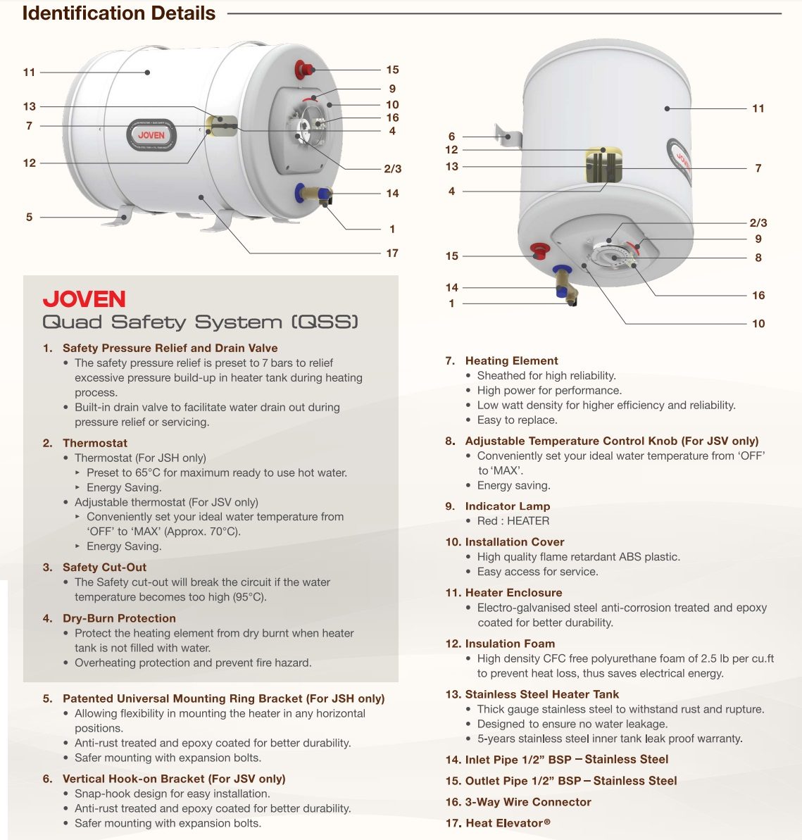JOVEN JSH 35 Storage Water Heater - 35 Litre view 3