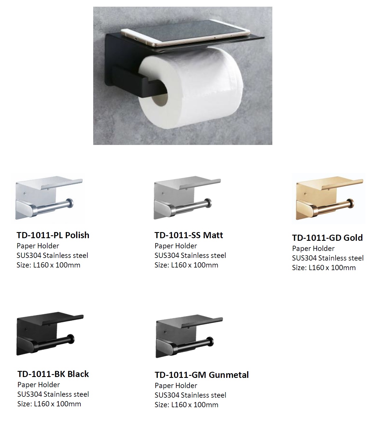 NOBEL Stainless Steel Paper Holder With Tray TD-1011