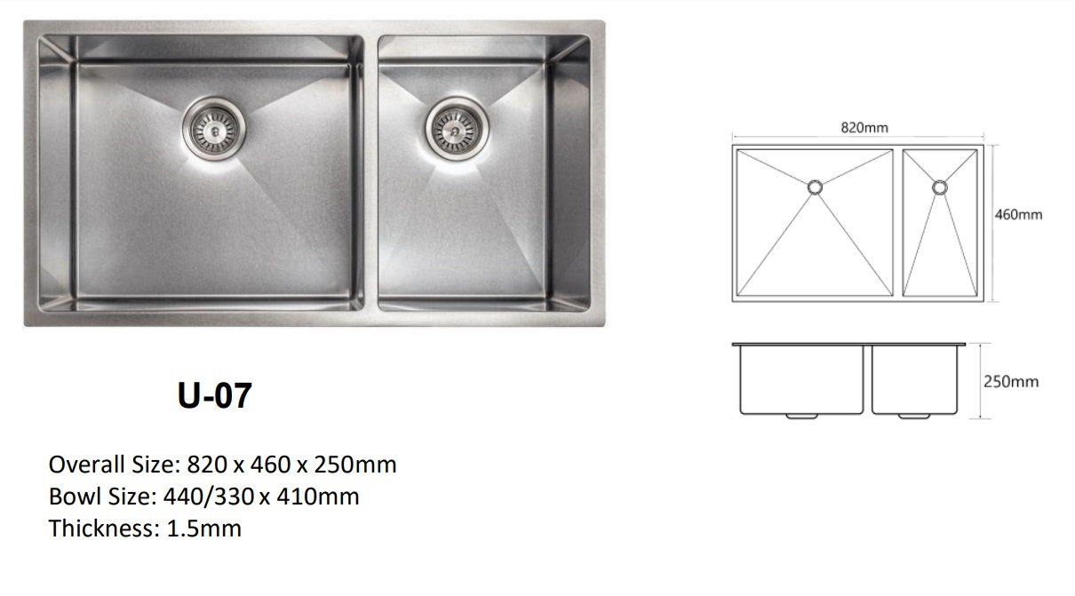 NOBEL Stainless Steel Under Mount Kitchen Sink U-07