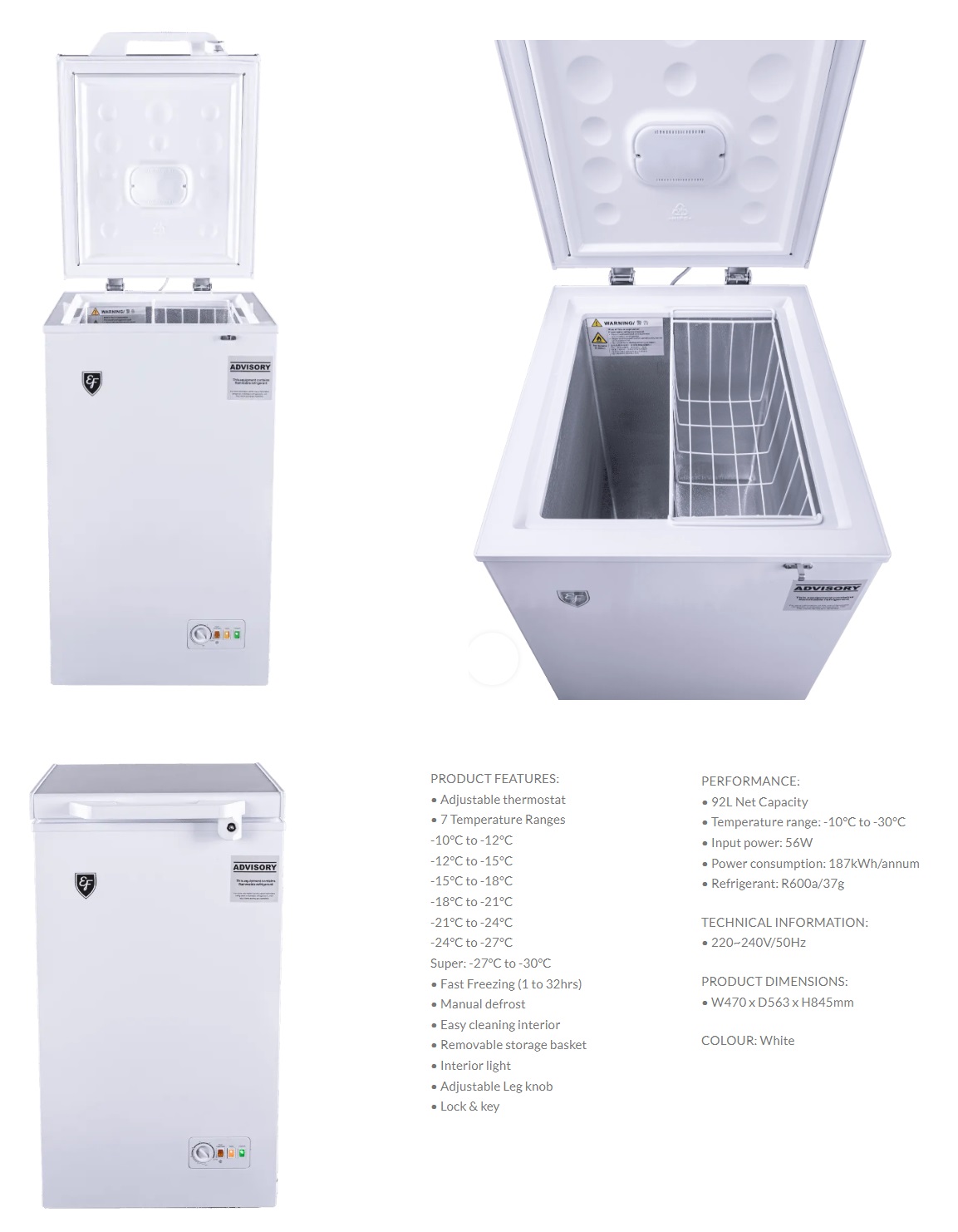 EF Chest Freezer EFCF 110W SW