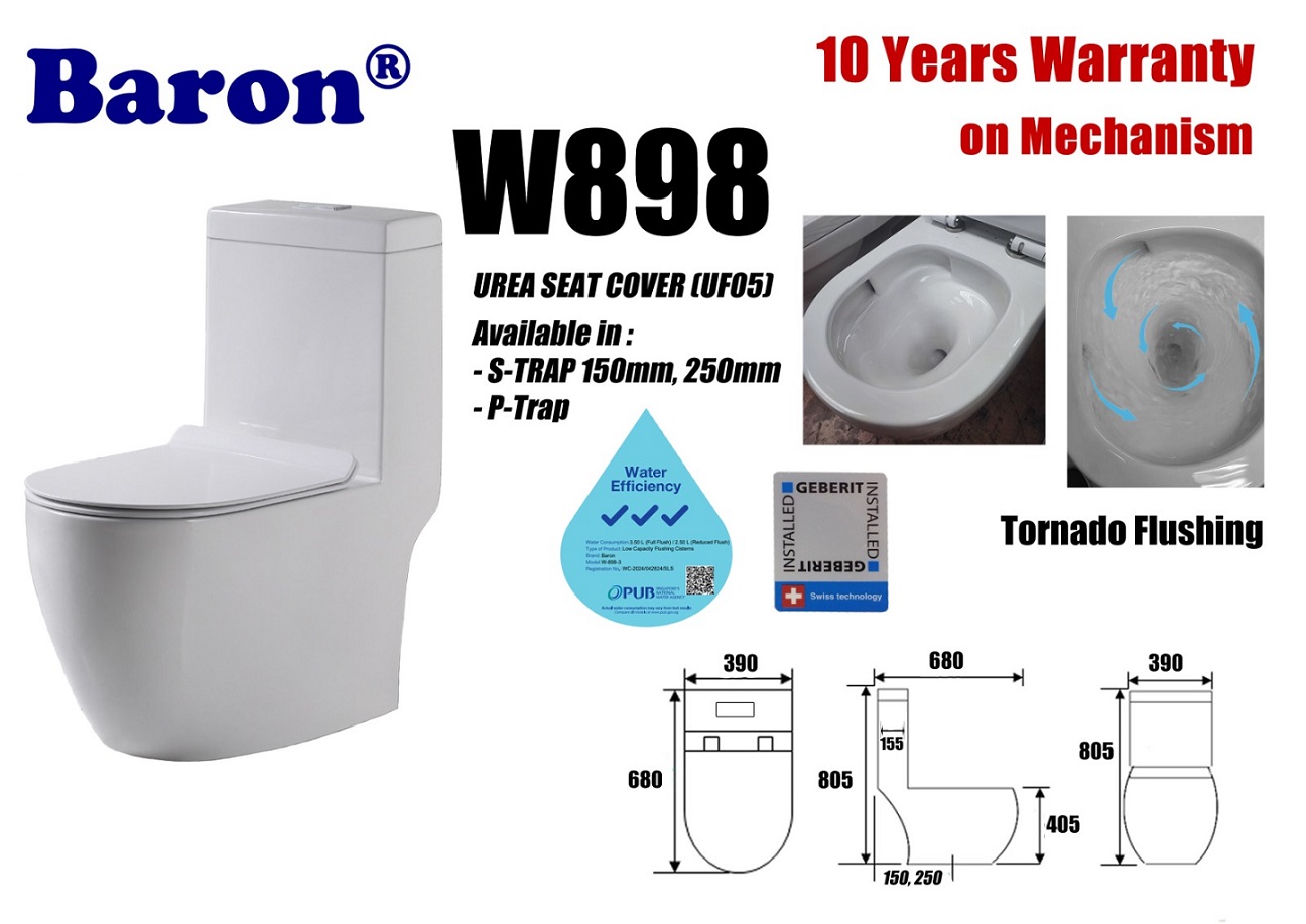 BARON One Piece Toilet Bowl W898