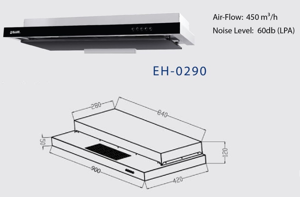 ELLANE Slim Line Cooker Hood EH-0290