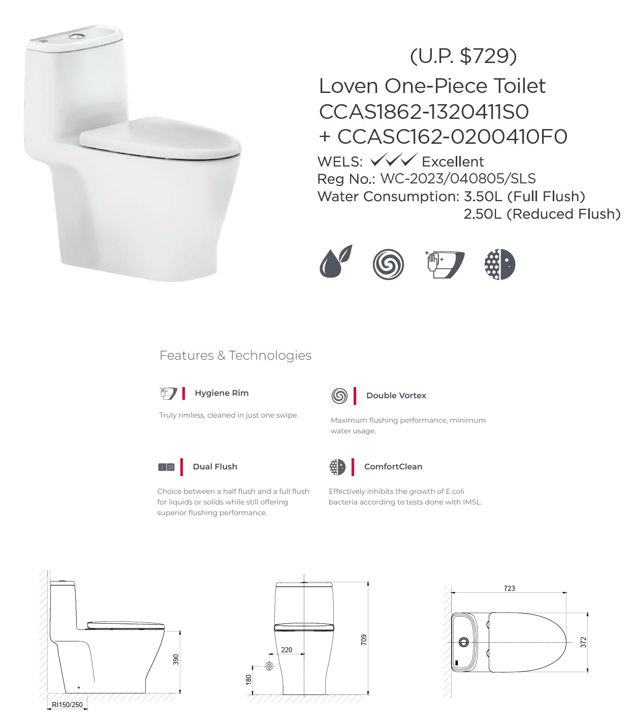 American Standard CCAS1862-1320411S0-Loven-One-Piece-Toilet
