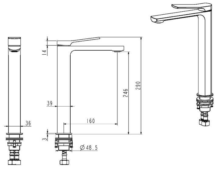 AALTO Tall Basin Cold Water Tap 1301AC view 2