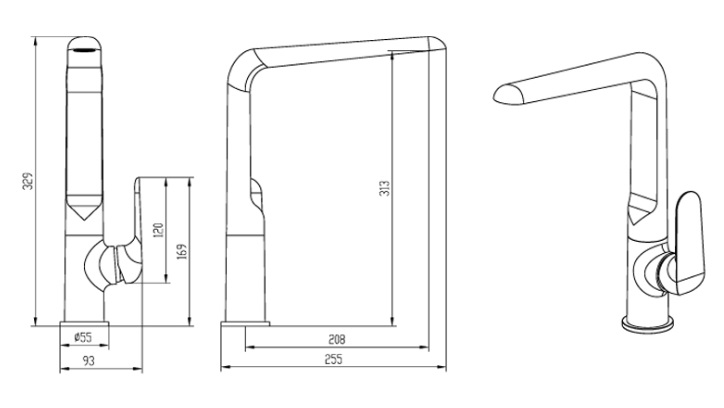 AALTO Kitchen Sink Mixer Tap 1303MRG view 2