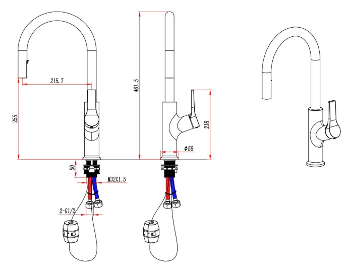 AALTO Kitchen Sink Pull-Out Mixer Tap 552GM view 2