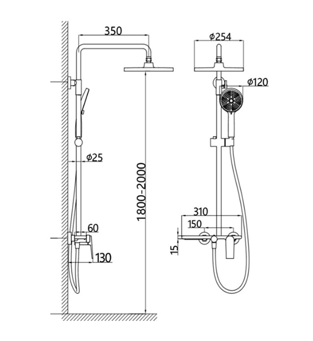 AALTO Rain Shower Set 700A view 4