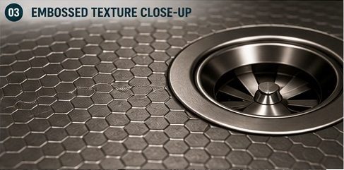Nano kitchen sink with embossed texture