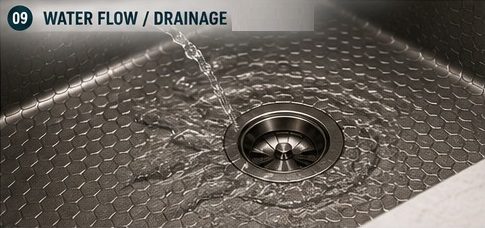 Nano embossed kitchen sink surface