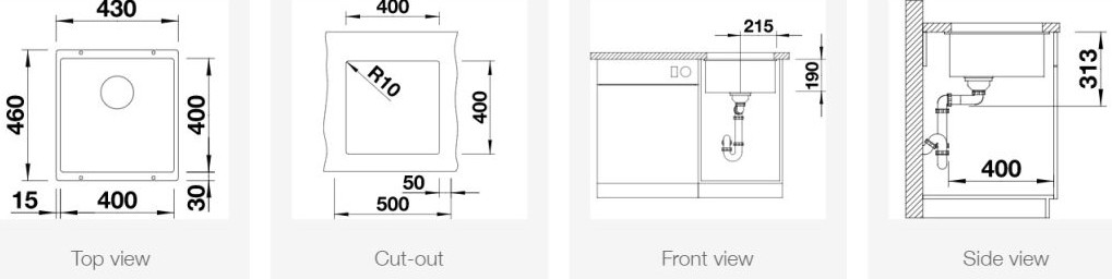 BLANCO SUBLINE 400-U Undermount Sink view 3