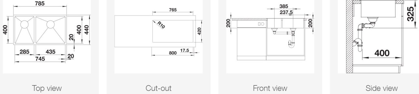 BLANCO Quatrus 435/285-IU (R) Undermount Sink view 3