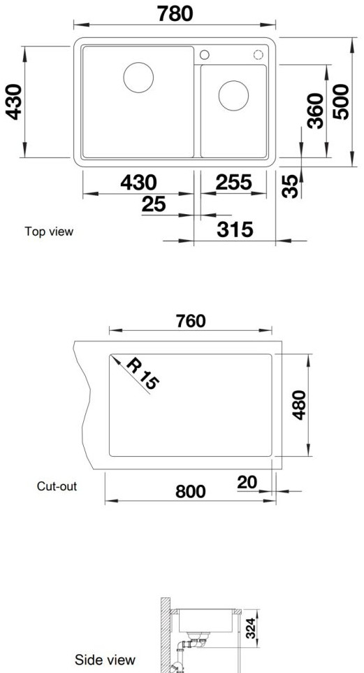 BLANCO LEGRA 8 Top Mount Double Bowls 780MM Granite Sink view 3