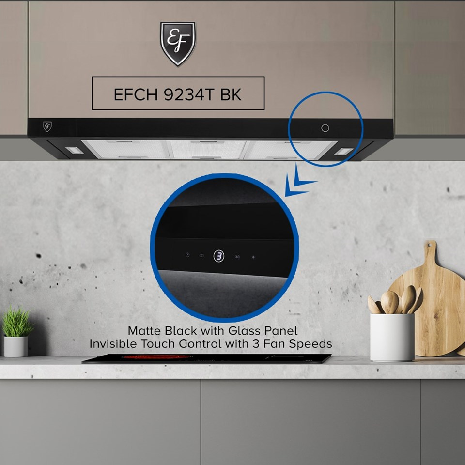 EF 90cm Cooker Hood EFCH-9234T-BK Matte Black view 5