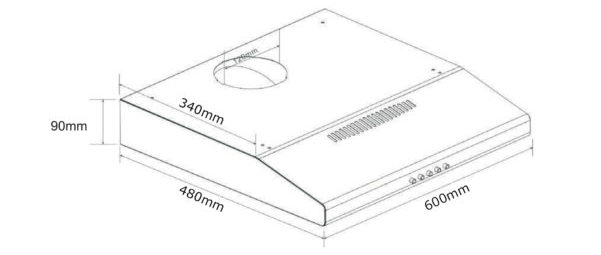 Tecno 60cm Full Matte Black Ultra Slim Cooker Hood TCH-6011BK view 3