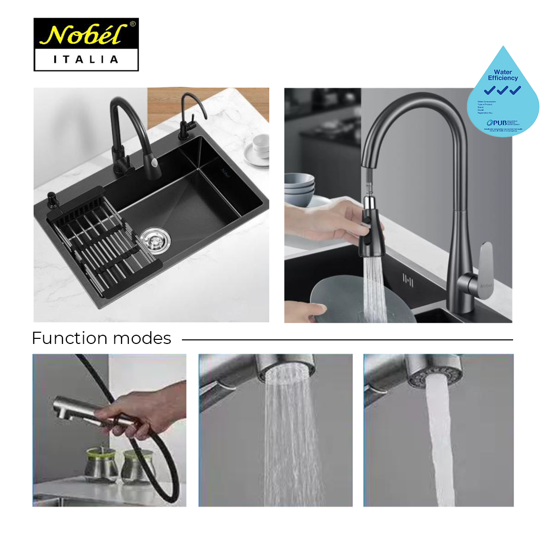 NOBEL Stainless Steel Pull-Out Kitchen Sink Cold Water Tap VS-5166-CT Series view 4