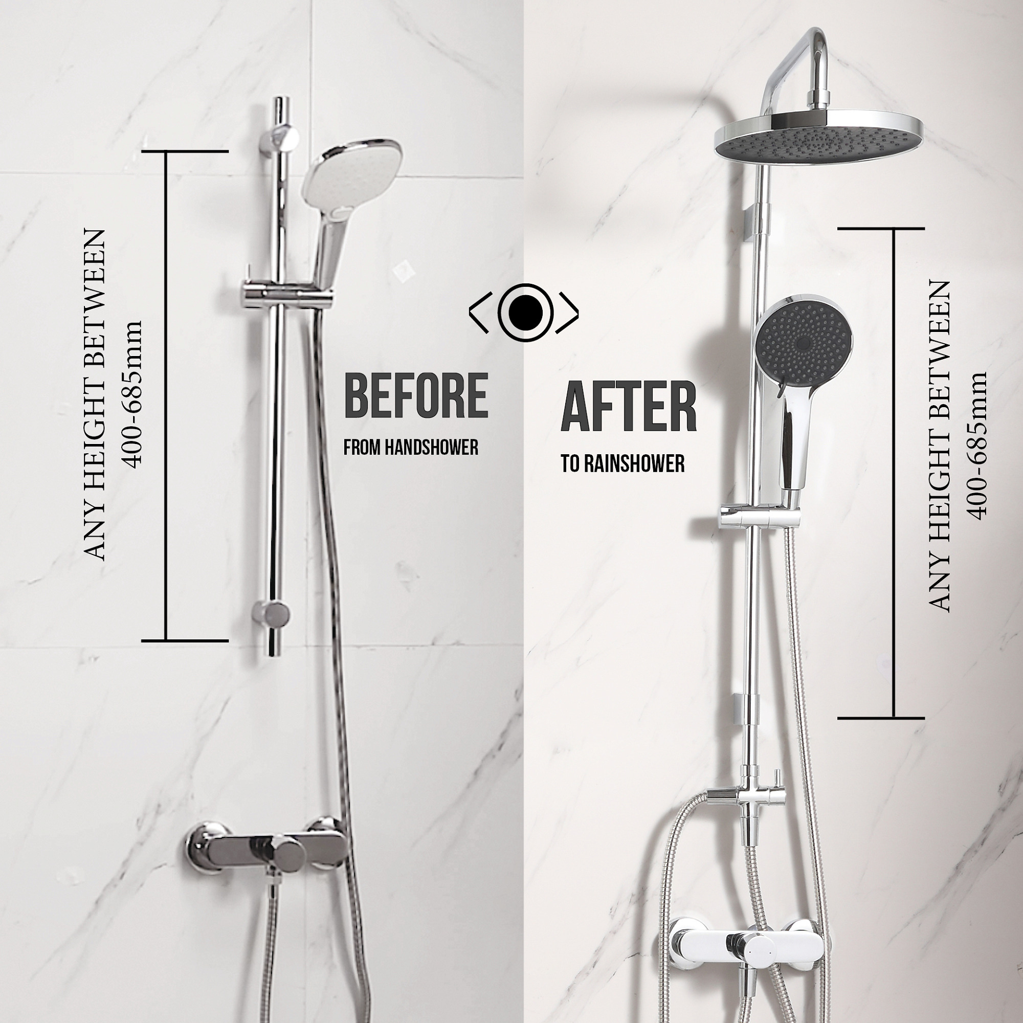 Rubine Rain Shower Set Without Bath Mixer RSR-MAY520-CH