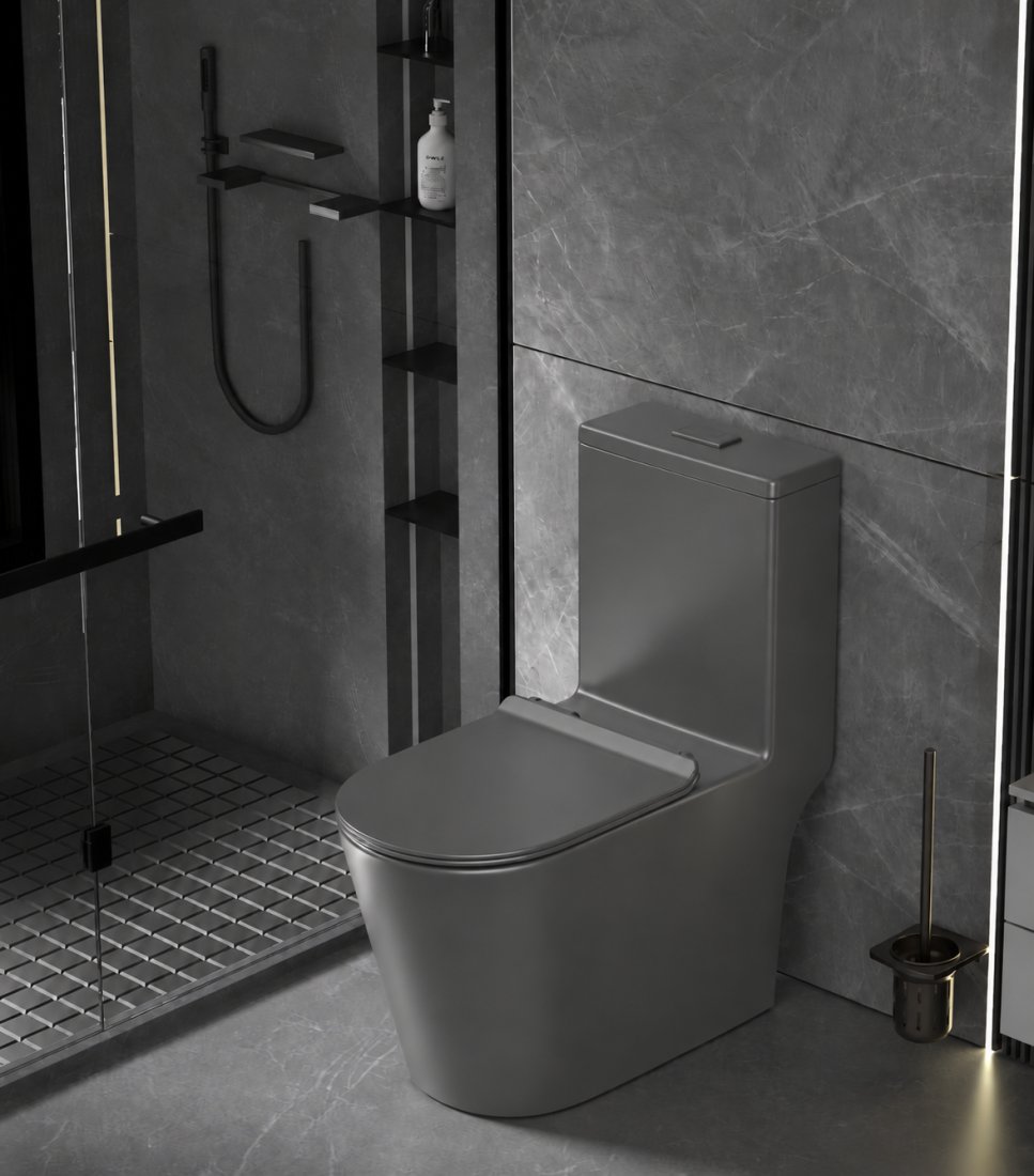 EACO One Piece Toilet Bowl T988S-GM Matt Gun Metal Color
