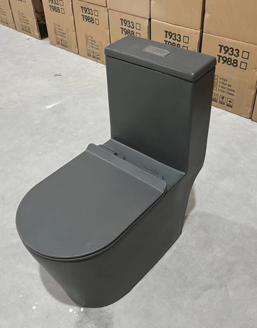 EACO One Piece Toilet Bowl T988S-GM Matt Gun Metal Color view 3