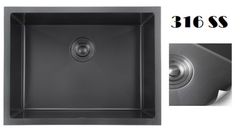 EACO 316 Stainless Steel Nano + Honey Comb Kitchen Sink - 316KS-60BK