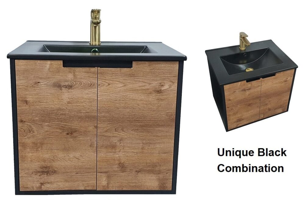 600mm PVC Vanity Cabinet Set D6105 Black Sink