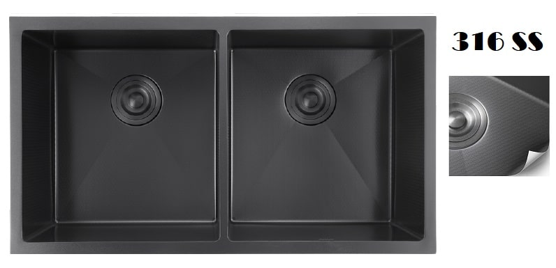 EACO 316 Stainless Steel Nano + Honey Comb Kitchen Sink - 316KS-80BK-DB