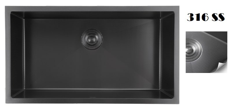 EACO 316 Stainless Steel Nano + Honey Comb Kitchen Sink - 316KS-80BK