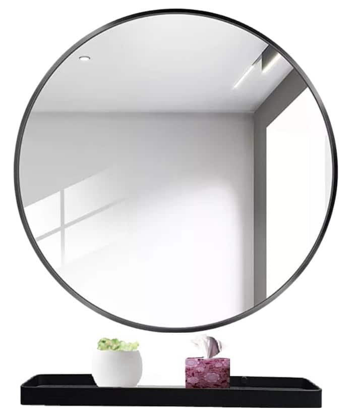 500MM Round Mirror With Glass Shelf Package Offer