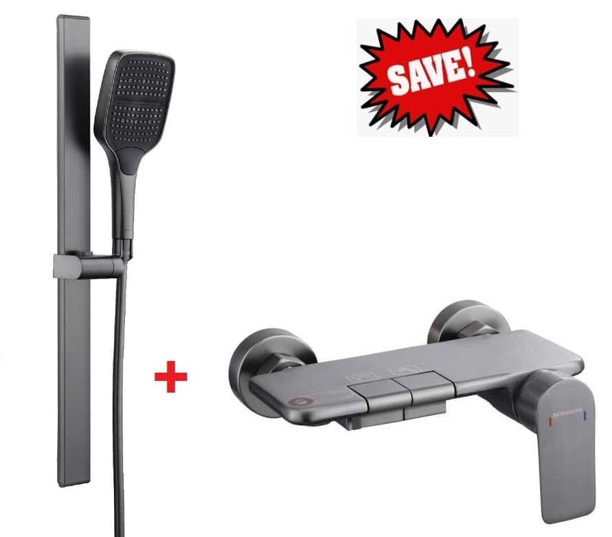 BOSHSINI Bathroom Shower Set Bundle With Bath Mixer BS-233GM PLUS