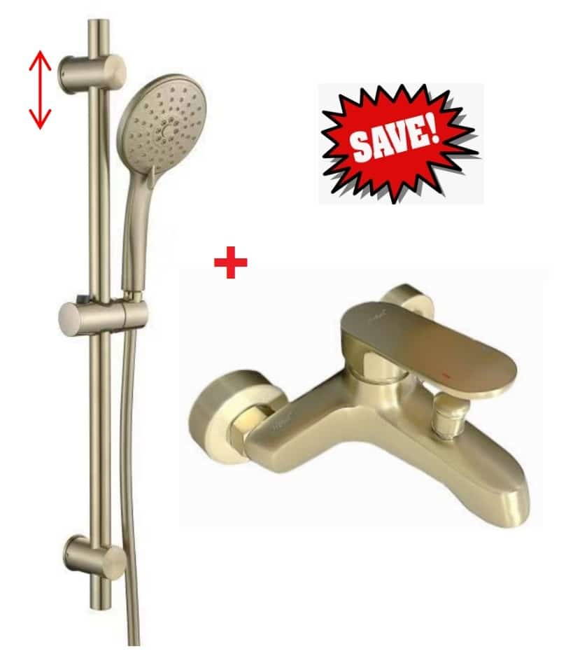NOBEL Bathroom Shower Set With Bath Mixer Offer - Brush Gold