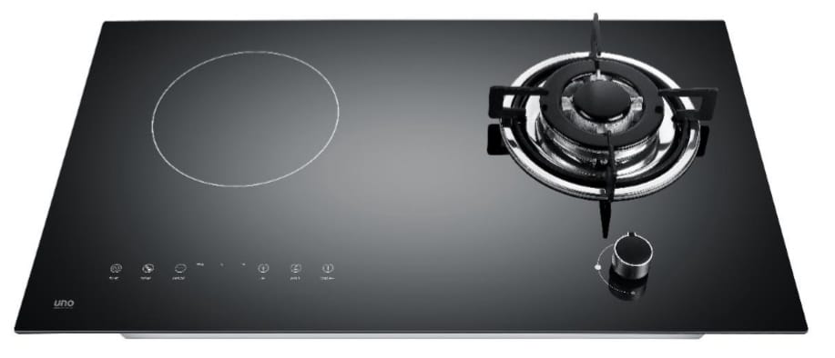 UNO 2 in 1 Gas & Induction Hybrid Glass Hob - UK 7338